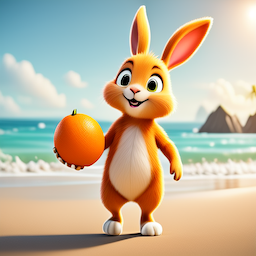 Easter bunny with colorful eggs